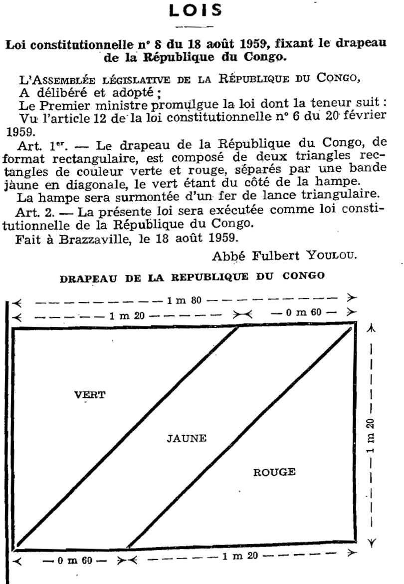 Constitutional Law No. 8 of August 18, 1959, with its flag model, published on page 568 of the September 15, 1959 Journal Officiel. This is a crop of the original scan.