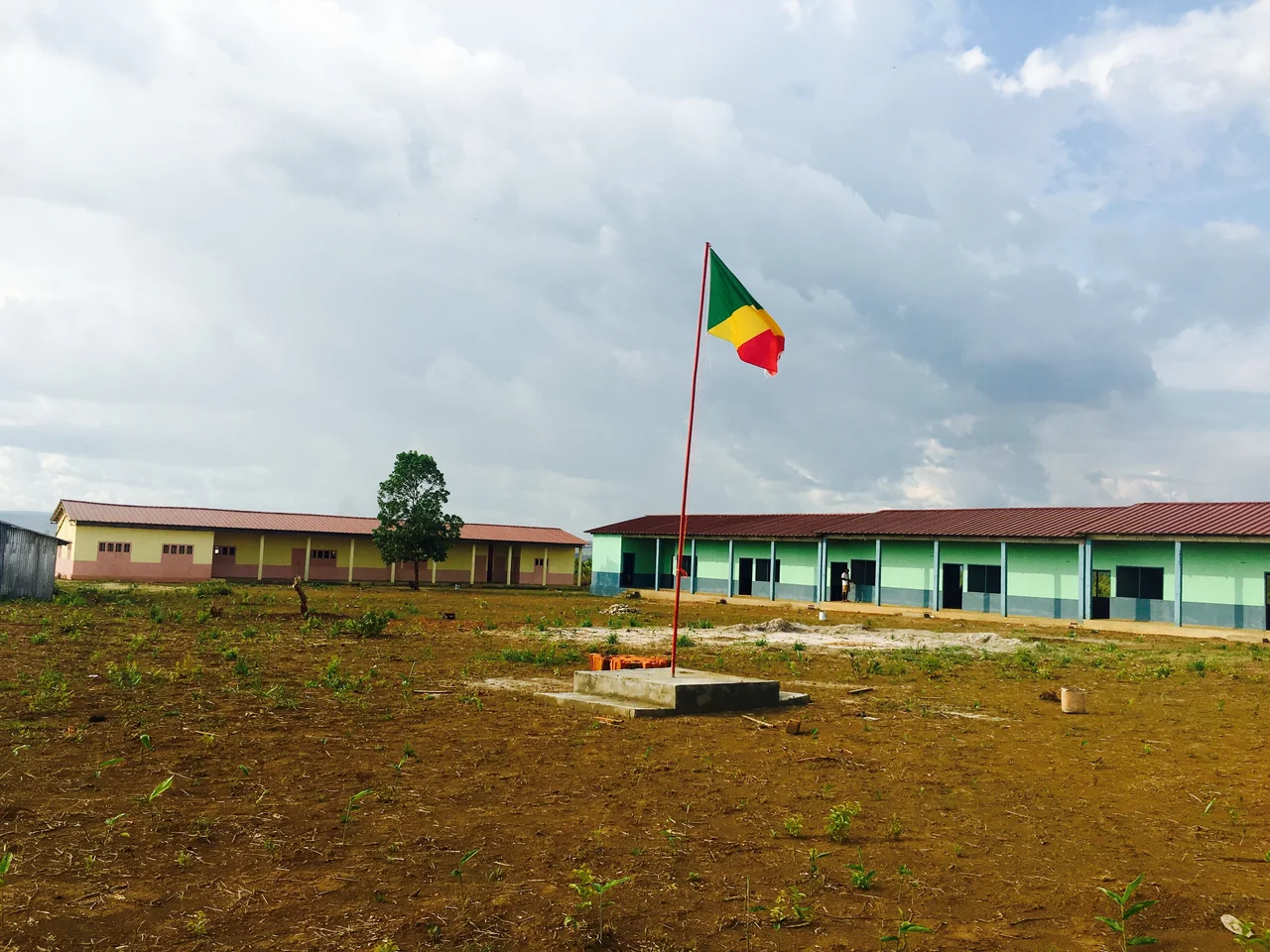 The national flag on the grounds of Notre Dame du Bon Cœur School in Kingoué, photographed on October 10, 2019.