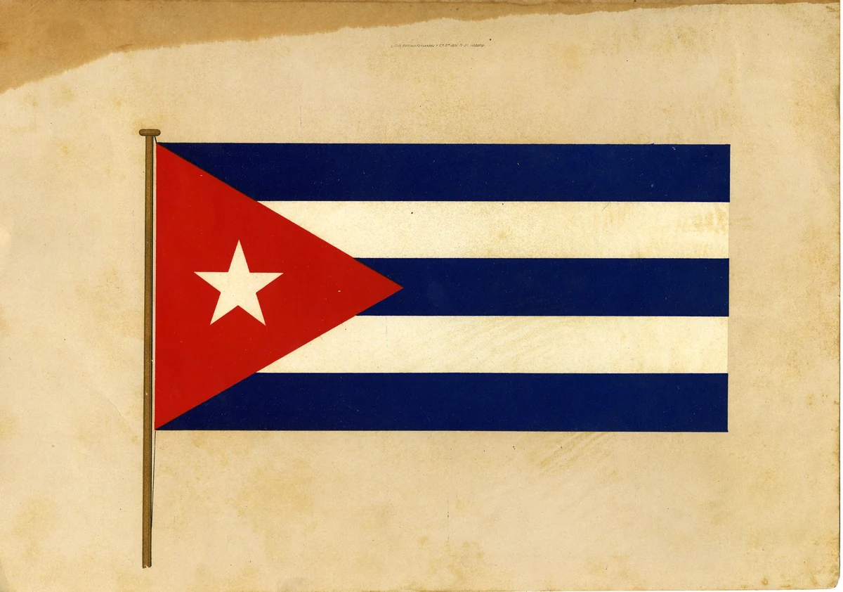 An official Cuban flag plate associated with the January 6, 1906 law and April 24, 1906 presidential decree.