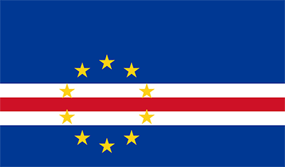 The national flag of Cabo Verde — a blue field with a band of white, red and white below the center and a ring of ten yellow stars toward the hoist